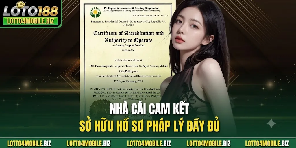 Hồ sơ pháp lý minh bạch của nhà cái LOTO188